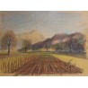 Pastel ‘Ploughed Field’ signed E. FREI 1952