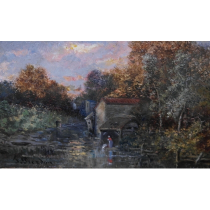 Paintings | Painting entitled ‘Landscape’, signed PIERDON Moinat SA  – Antiques and home décor