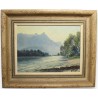 Tableau \"Le Rhône\" signé E. FREI 1951