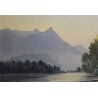 Tableau \"Le Rhône\" signé E. FREI 1951