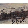 Tableau \"Le Rhône\" signé E. FREI 1951