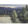 Tableau \"Bei Koblenz\" signé E. FREI 1947