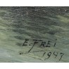 Tableau \"Bei Koblenz\" signé E. FREI 1947