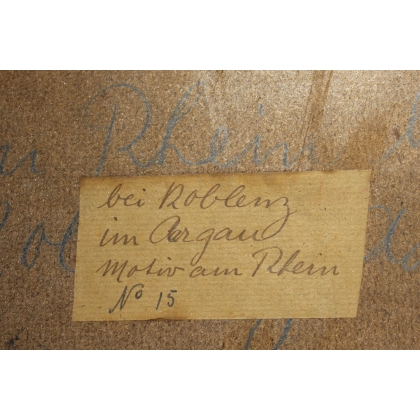 Tableau \"Bei Koblenz\" signé E. FREI 1947