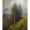 Tableau \"Frutigen\" signé E. FREI 1945