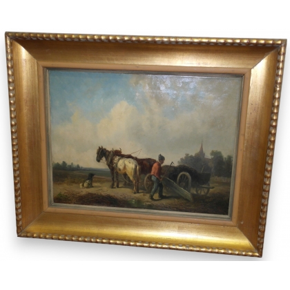 Tableau \"Attelage\" daté 1855