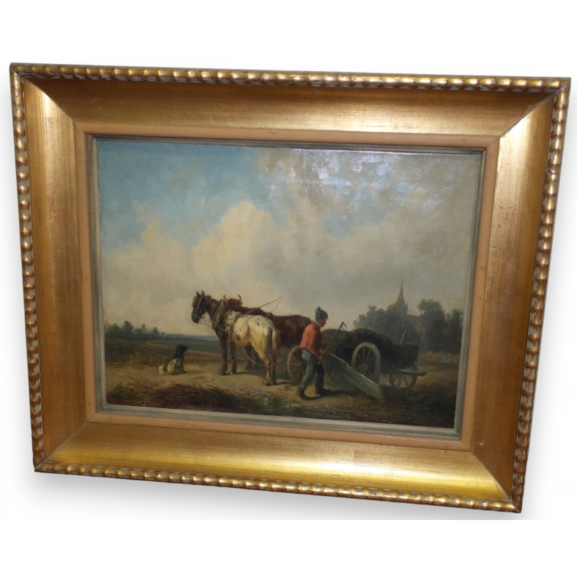 Paintings | Painting entitled ‘Attelage’, unsigned. Moinat SA  – Antiques and home décor