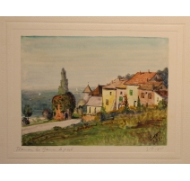 Aquarelle "Thonon les Bains" signé E. FREI 1951