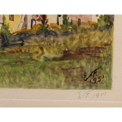 Aquarelle "Thonon les Bains" signé E. FREI 1951