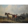 Paintings | Painting entitled ‘Attelage’, unsigned. Moinat SA  – Antiques and home décor