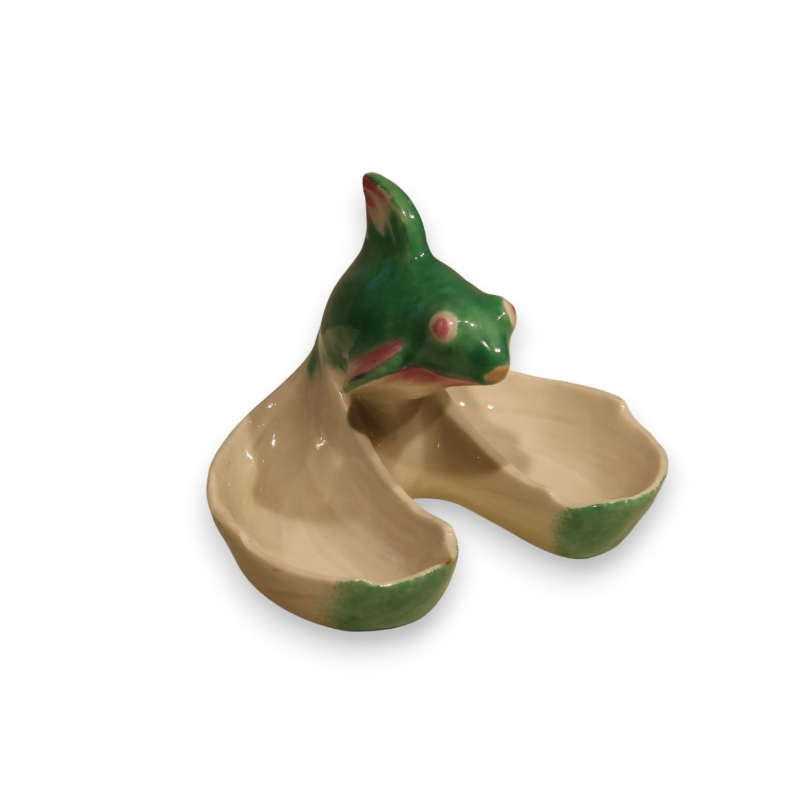 Salière \"Poisson\" vert et rose signé SANDOZ