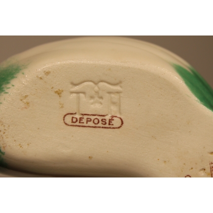 Salière \"Poisson\" vert et rose signé SANDOZ