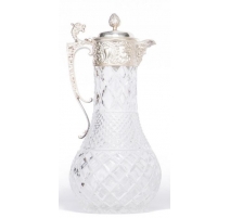 Carafe en cristal et embouchure en métal argenté