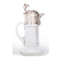 Carafe en cristal et embouchure en métal argenté