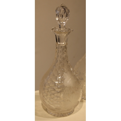 Pair of carafes engraved with grapes