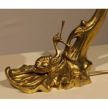 GALLÉ-style ‘Escargot’ lamp in brass and glass