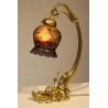 GALLÉ-style ‘Escargot’ lamp in brass and glass