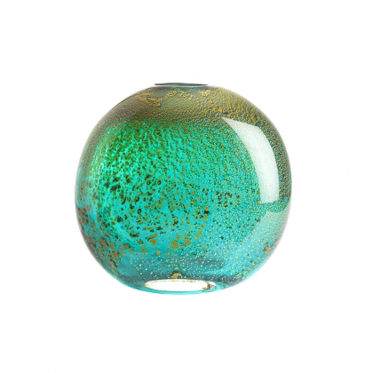Vase ovale en verre vert et or, petit
