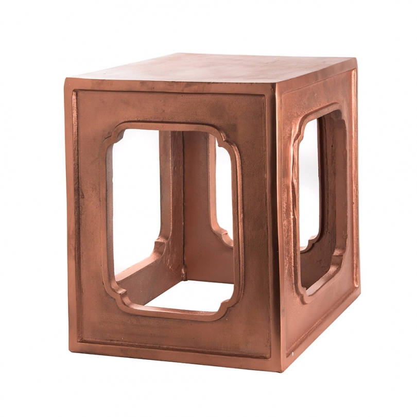 Tabouret en fonte d'aluminium coloris cuivre rouge
