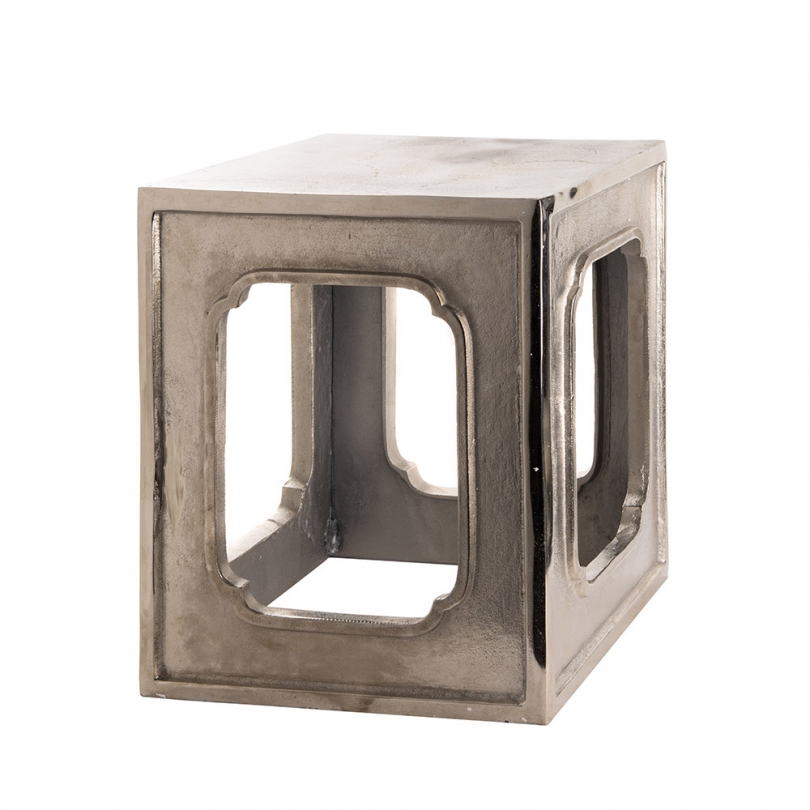 Silver-coloured cast aluminium stool
