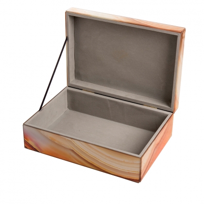 Orange stone-effect resin and glass box