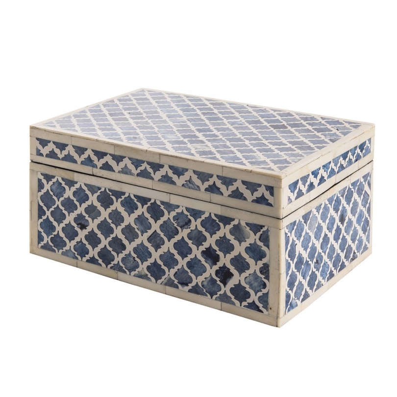 Lapis-coloured bone box set, large