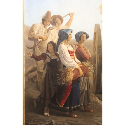 Tableau \"Les Moissoneurs Pontins\" signé CARRARD