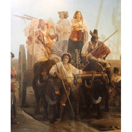 Tableau \"Les Moissoneurs Pontins\" signé CARRARD