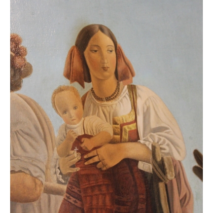 Tableau \"Les Moissoneurs Pontins\" signé CARRARD