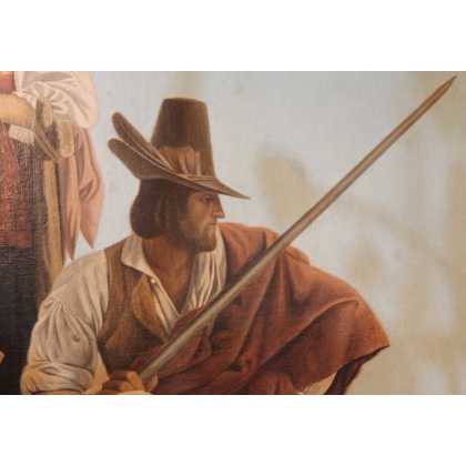 Tableau \"Les Moissoneurs Pontins\" signé CARRARD