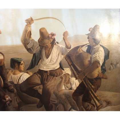 Tableau \"Les Moissoneurs Pontins\" signé CARRARD