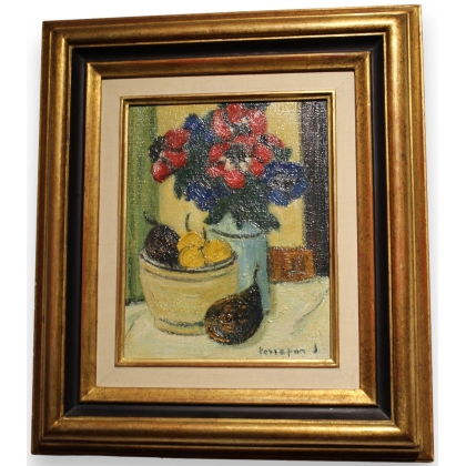 Tableau \"Anémones\" signé TERRAPON D. 85