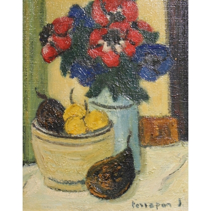 Tableau \"Anémones\" signé TERRAPON D. 85