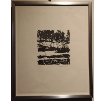 Gravure "Etang" signé TERRAPON D.