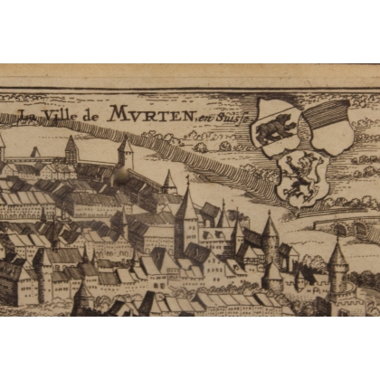 Engraving entitled ‘The Town of Murten in Switzerland’ by MERIAN