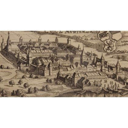 Engraving entitled ‘The Town of Murten in Switzerland’ by MERIAN