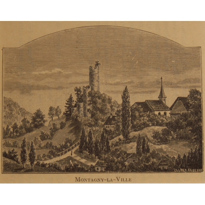 Engraving ‘Montagny-la-Ville’ by ULLMER AX