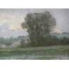 Pastel "Paysage avec rivière".  sur Moinat SA  - Antiquités décoration -  Gouaches, Aquarelles, Pastels