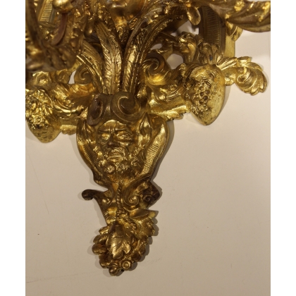 Pair of Napoleon III-style wall lights with three lights