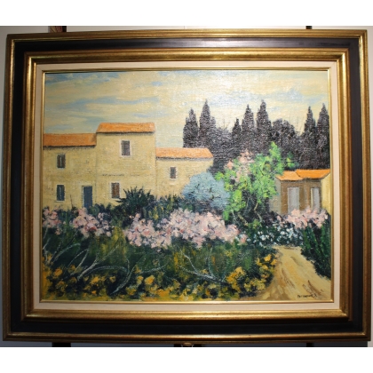 Tableau \"Mas de Provence\" signé TERRAPON D.