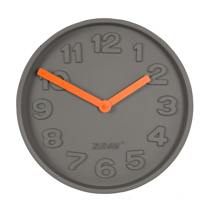 Pendule murale Concrete time en ciment, orange