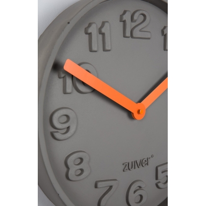 Concrete Time wall clock, made of cement, orange