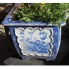 Cache-pot carré en porcelaine bleu-blanc (abimé)