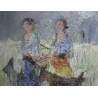 Tableau \"Bergères\" signé LAZ