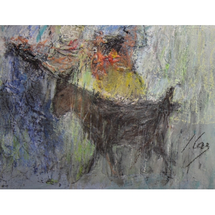 Tableau \"Bergères\" signé LAZ