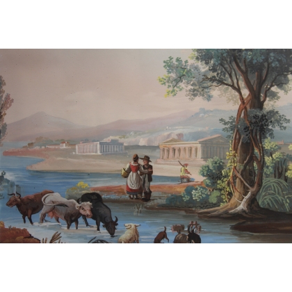 Gouache napolitaine "Paestum"