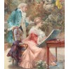 Tableau \"Leçon de dessin\" signé D\'ABANCOUR