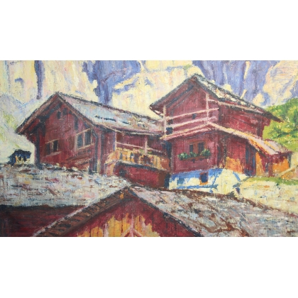 Tableau \"Gemmi à Loêche-les-Bains\" signé MUSSLER