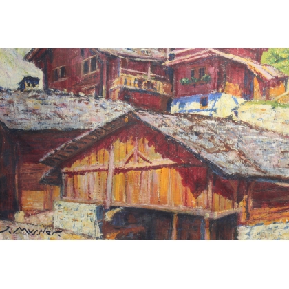 Tableau \"Gemmi à Loêche-les-Bains\" signé MUSSLER