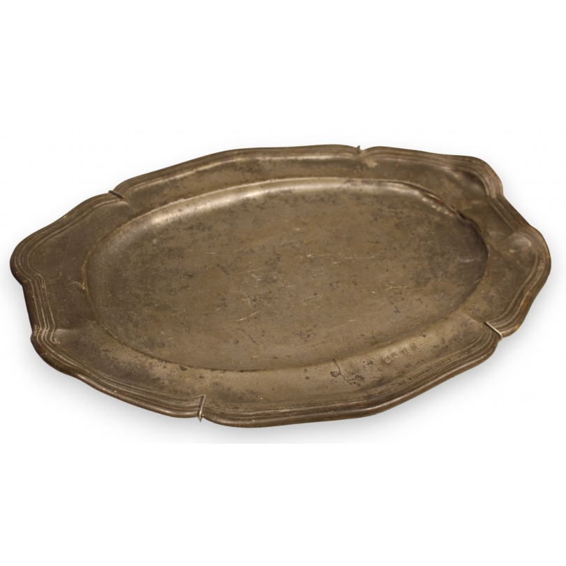 Oval pewter dish